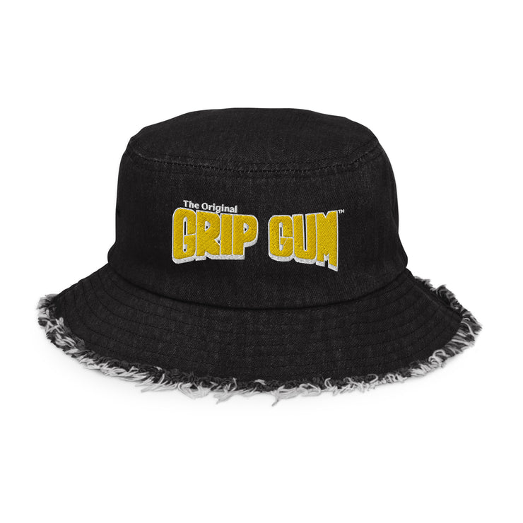 Black & Yellow Distressed Bucket Hat